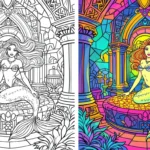 mermaid coloring pages for kids in the Royal Treasure Chamber