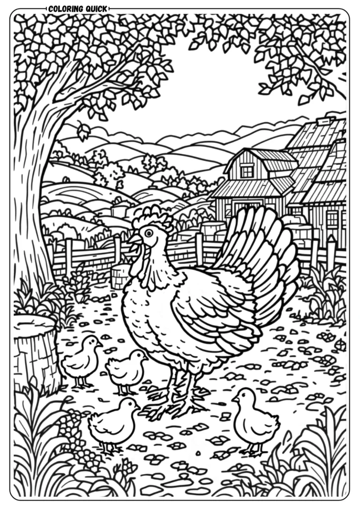 Turkey Family Farm Scene