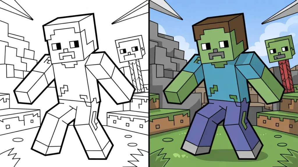 Minecraft Zombie Coloring Pages