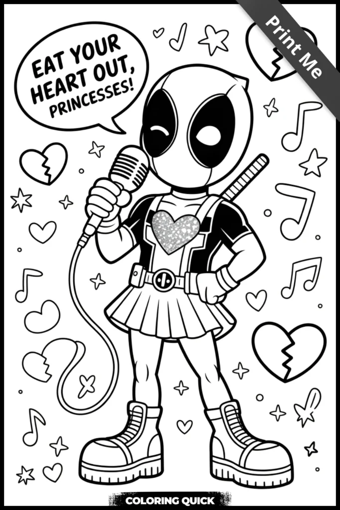 POP STAR Deadpool Coloring Sheets