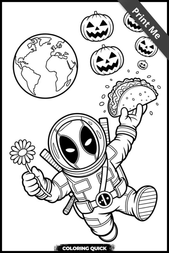 Pumpkin Deadpool Coloring Pages