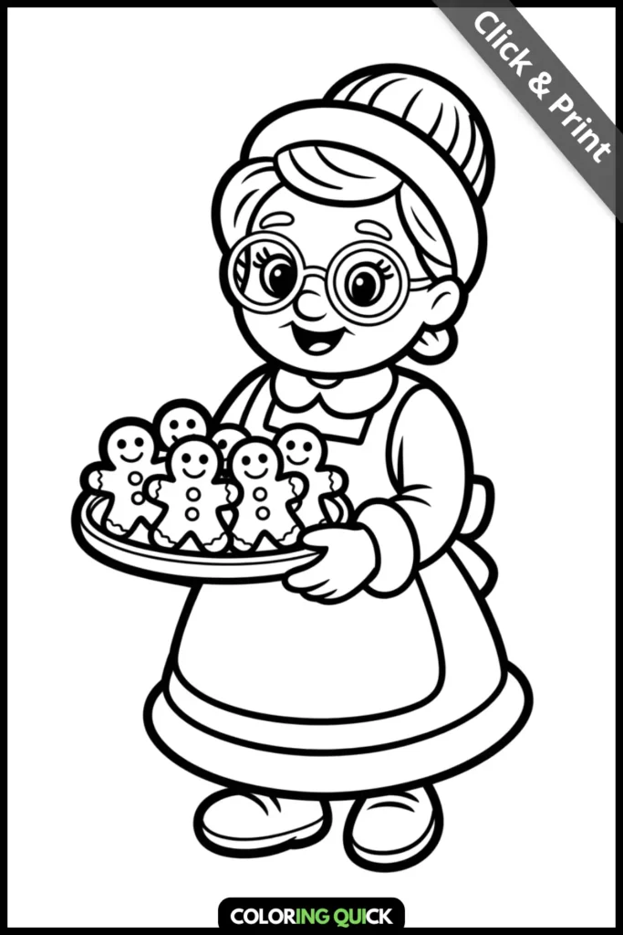 Mrs. Claus Gingerbread Coloring Pages