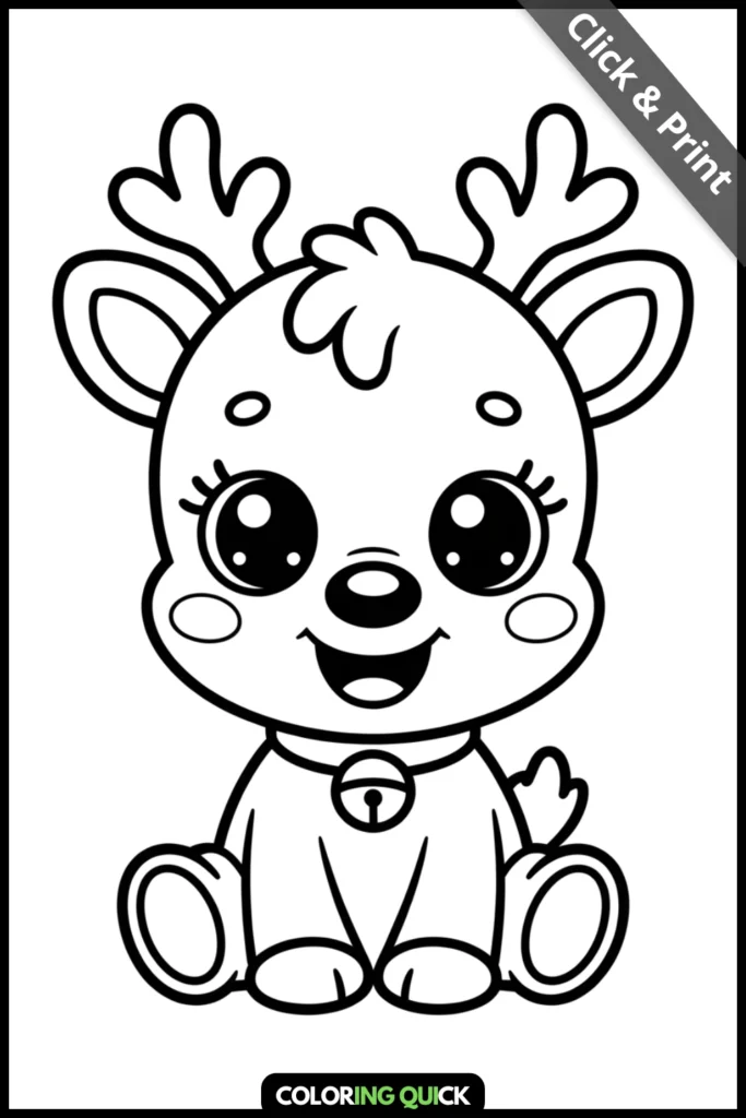 KAWAII Baby Rudolph Coloring Pages